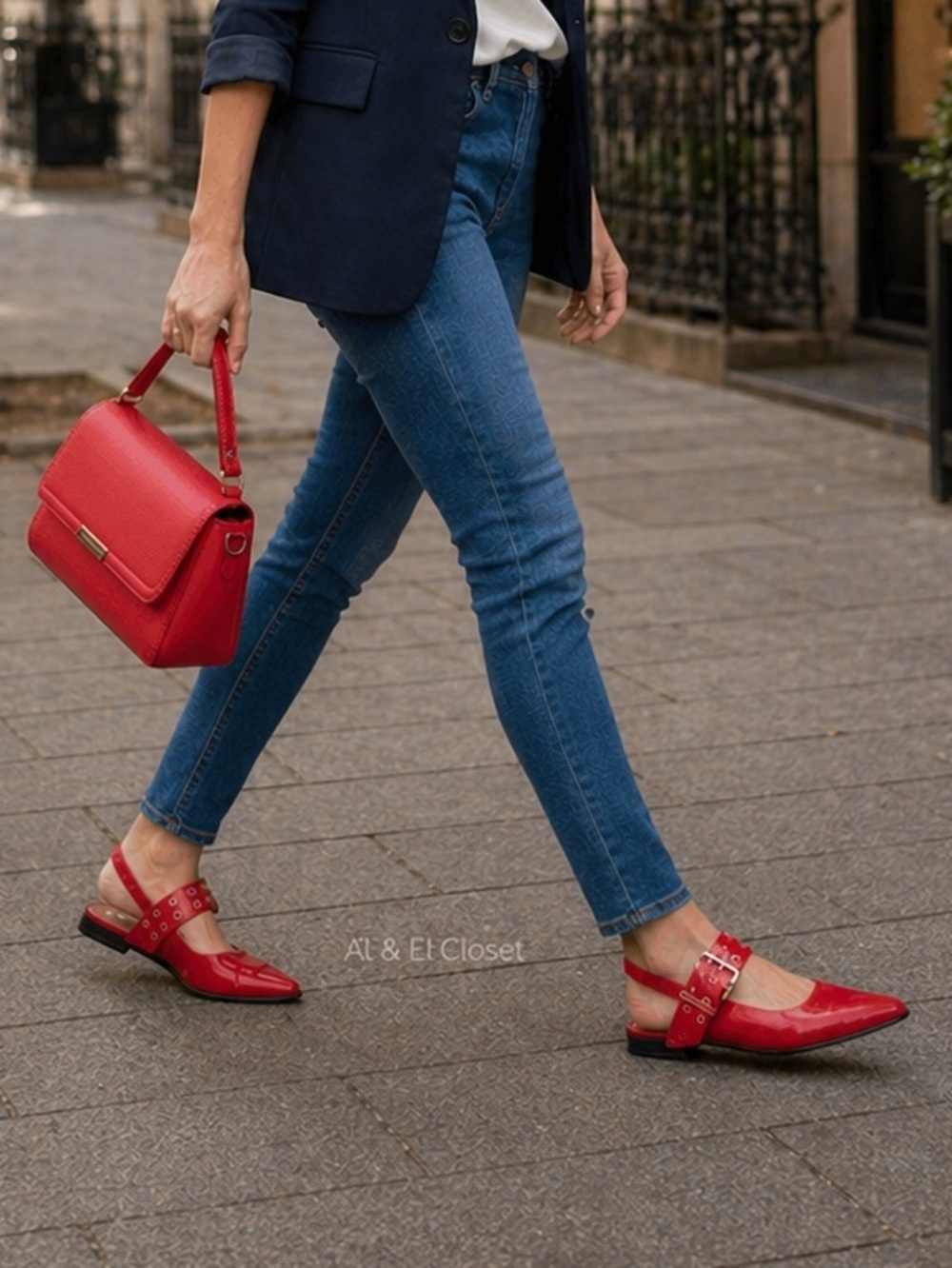 Steve Madden Smokee Red Slingback Flats | Silver Buckle Detail Sz 6 Vegan NWB